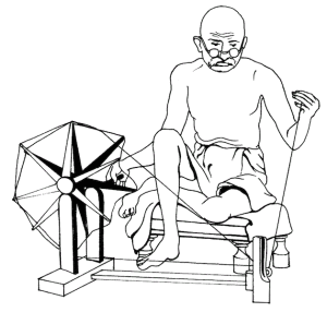 Bapu-Gandhi-with-Charkha-Coloring-Pages